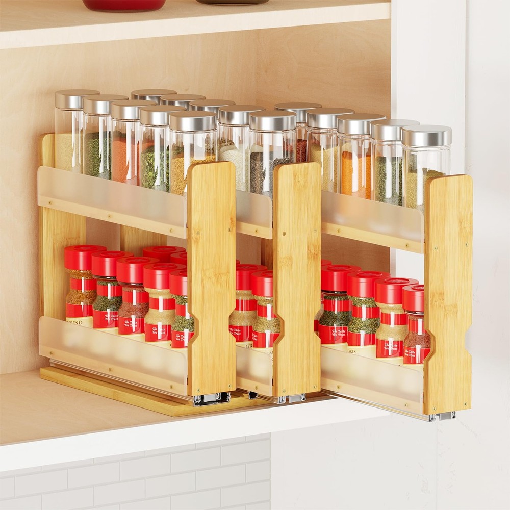 Pull Out Spice Rack Organizer for Cabinet, Heavy Duty Slide Out Seasoning Kit...
