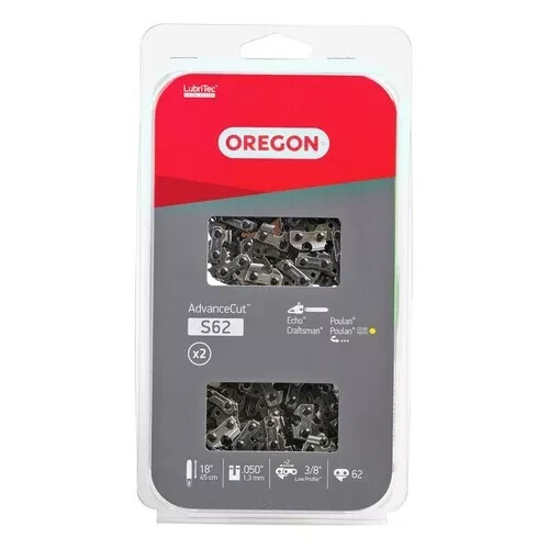 Oregon S62 18-Inch 2-Pack Chainsaw Chain 3/8 x .050 x 62 DL for Husqvarna Fast Shipping