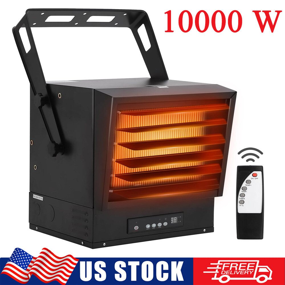 10000W Electric Garage Heater 3 Modes 12H Timer w/ Remote & Overheat Protection