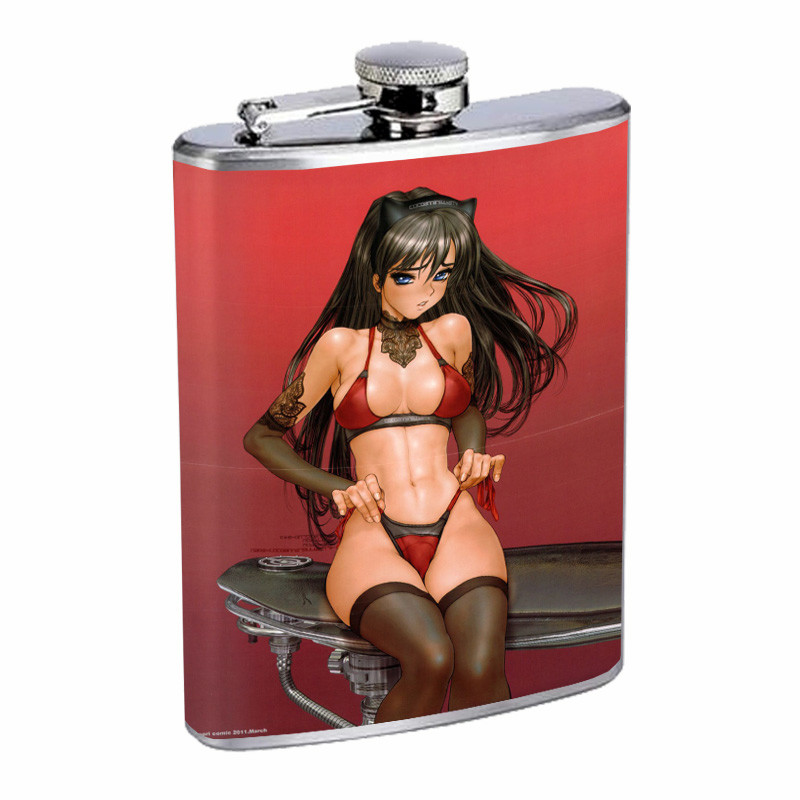Brooklyn NY Pin Up Girls D3 Flask 8oz Stainless Steel Hip Drinking Whiskey