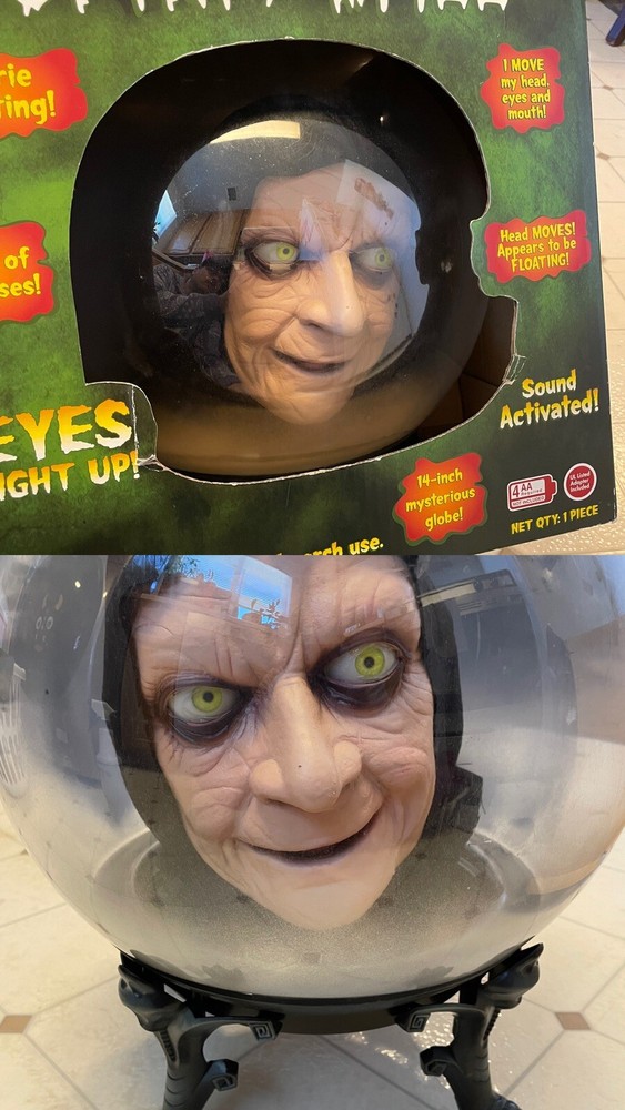 Gemmy Halloween Spirit Ball Animated Talking Fortune Teller Head 14 Inch