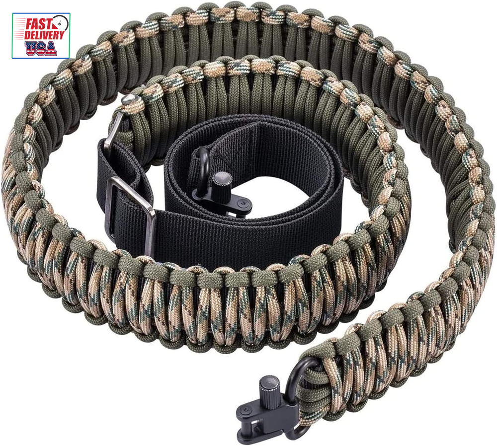 Two-Point Paracord Sling with Swivels, Non-Slip Paracord Sling Quick Adjustable