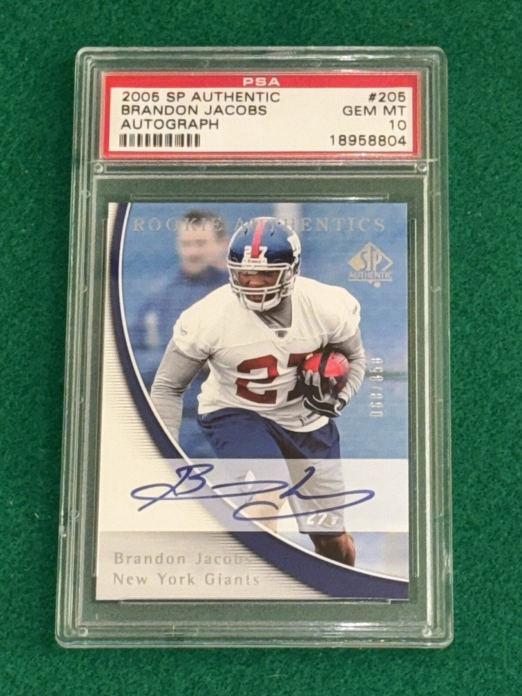 2005 SP AUTHENTIC BRANDON JACOBS ROOKIE AUTO PSA 10 PRISTINE GEM NY GIANTS🔥🔥