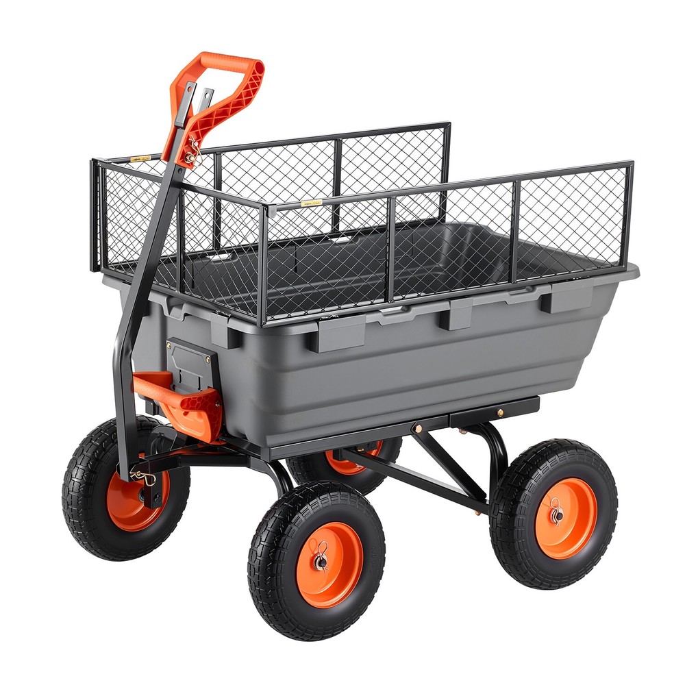 Uimoso Garden Dump Cart 1200lbs Capacity with Dual-Use Handle & Storage Fence