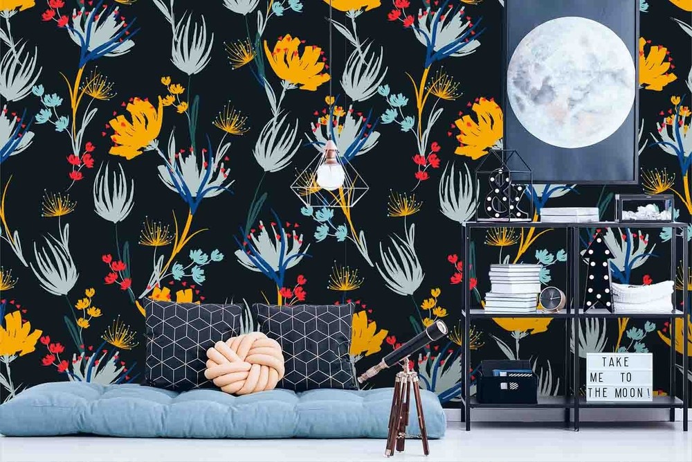 3D Flowers Flora Watercolor Pattern Wall Murals Wallpaper Murals Wall Sticker