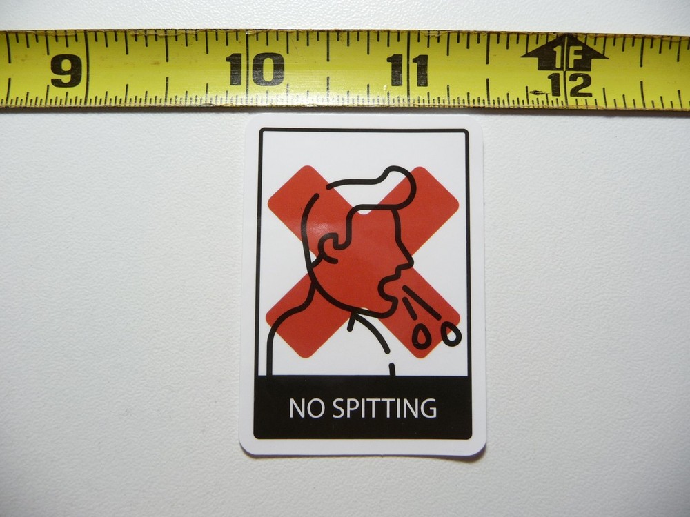 NO SPITTING SPIT STICKER DECAL BUSINESS COMPANY POLICY BUILDING DOOR