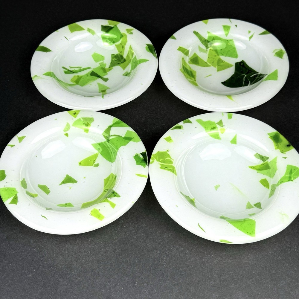 Vintage Mid-Century Handmade Art Glass Fruit Dessert Bowls Set of 4