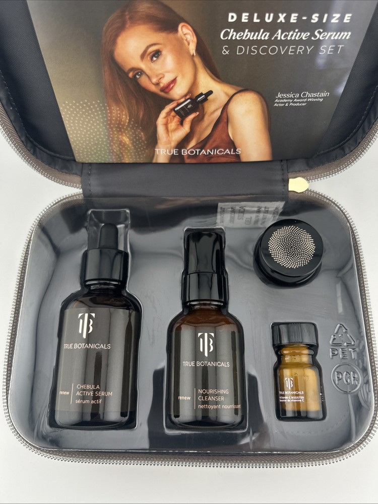 True Botanicals Chebula Active Serum and 4-Piece Discovery Set with Makeup Bag
