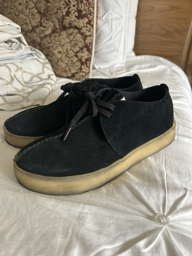 Clarks Original Trek Cup Black Suede Sneakers US 9M Black Gum Sole