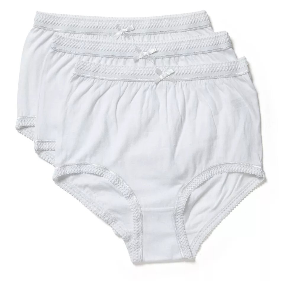Ladies 6-Pack White Cotton Full Brief Underwear Marlon Knickers