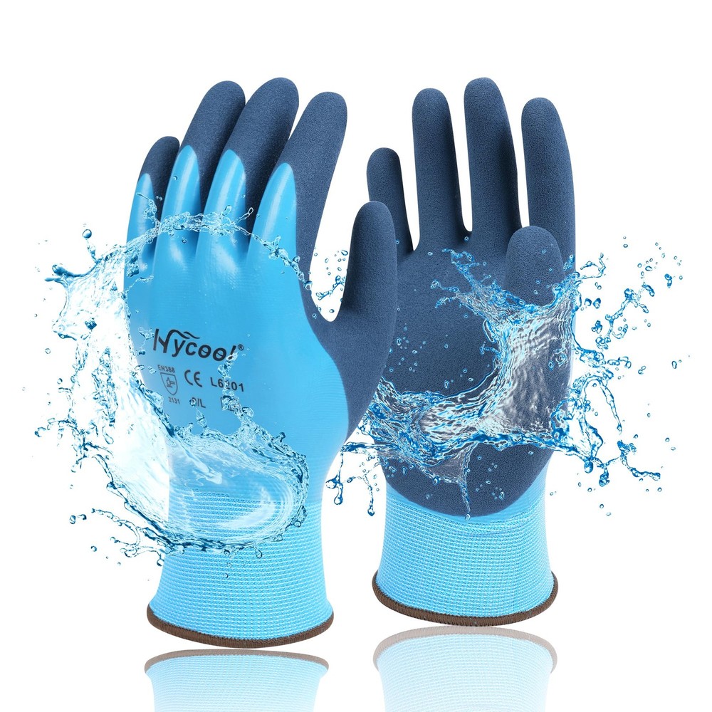 Waterproof Rubber Coated Non-Slip Work Gloves for Men Women Durable Grip