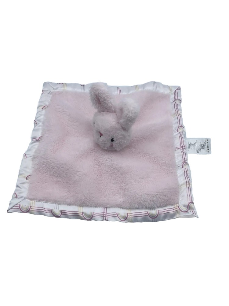 Parents Choice Pink Satin Rainbow Bunny Plush Security Lovey Blanket