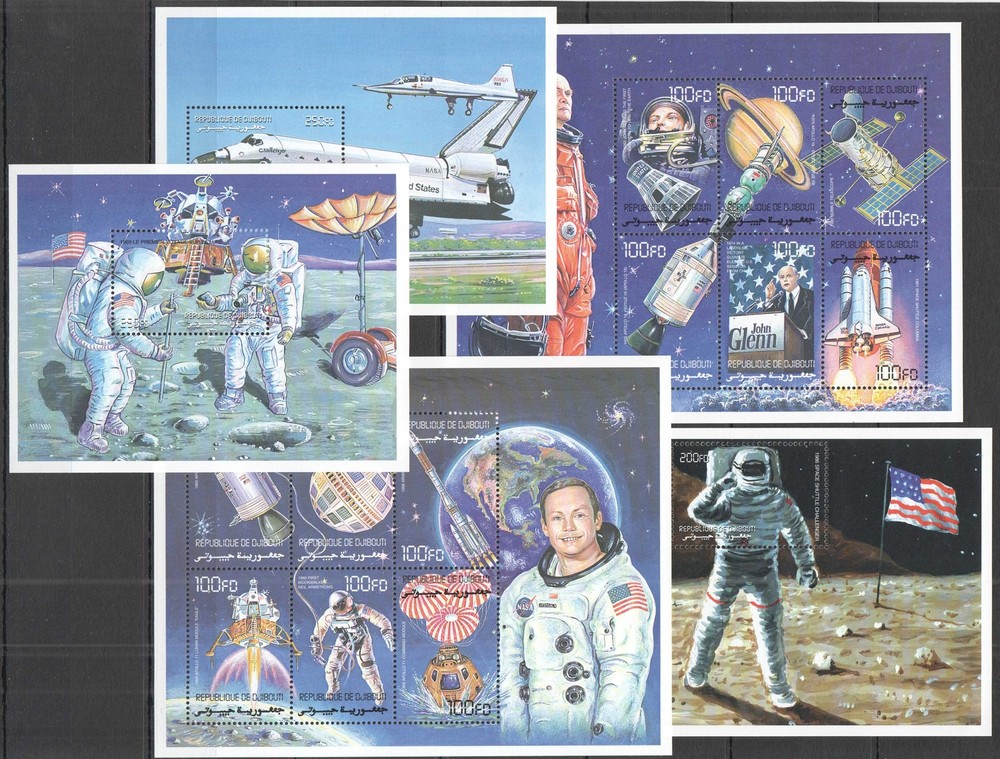 L0651 DJIBOUTI SPACE HISTORY GLENN ARMSTRONG ! FULL 2KB+3BL MNH