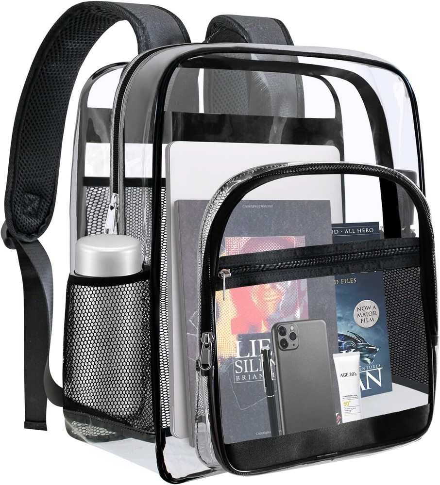Clear Backpack, Heavy Duty Large Transparent Bag for Stadium, Work, Travel