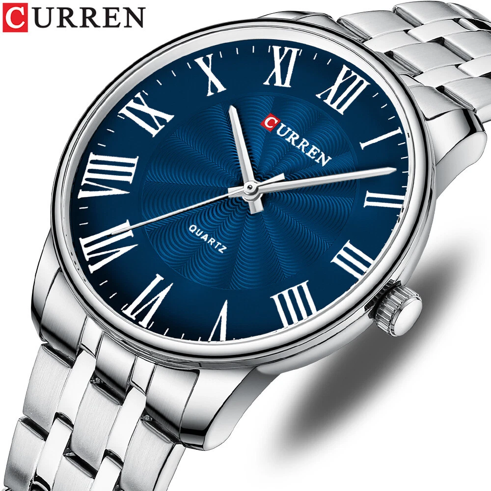 Men's Stainless Steel Luxury Analog Watch Waterproof Round Digital Dial
