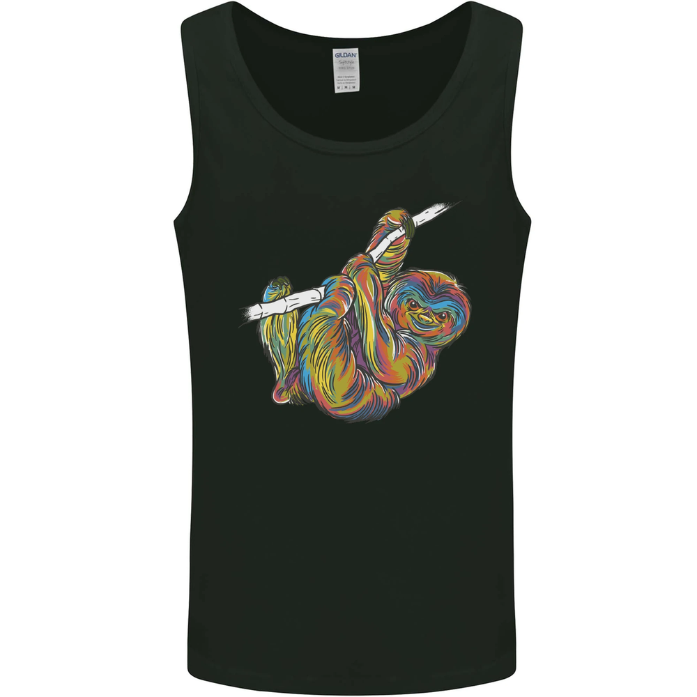 A Colourful Sloth on a Branch Mens Vest Tank Top