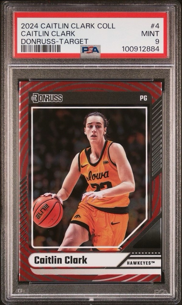 2024 PANINI Caitlin Clark Collection Donruss IOWA Target Red Foil #4 PSA 9