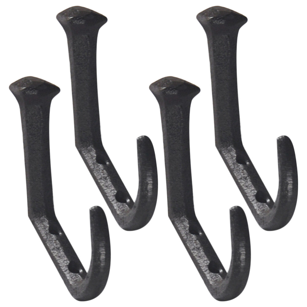 4 Pcs Cast Iron Hook Hat Hooks Clothing Hangers Clothes Hanging Rack