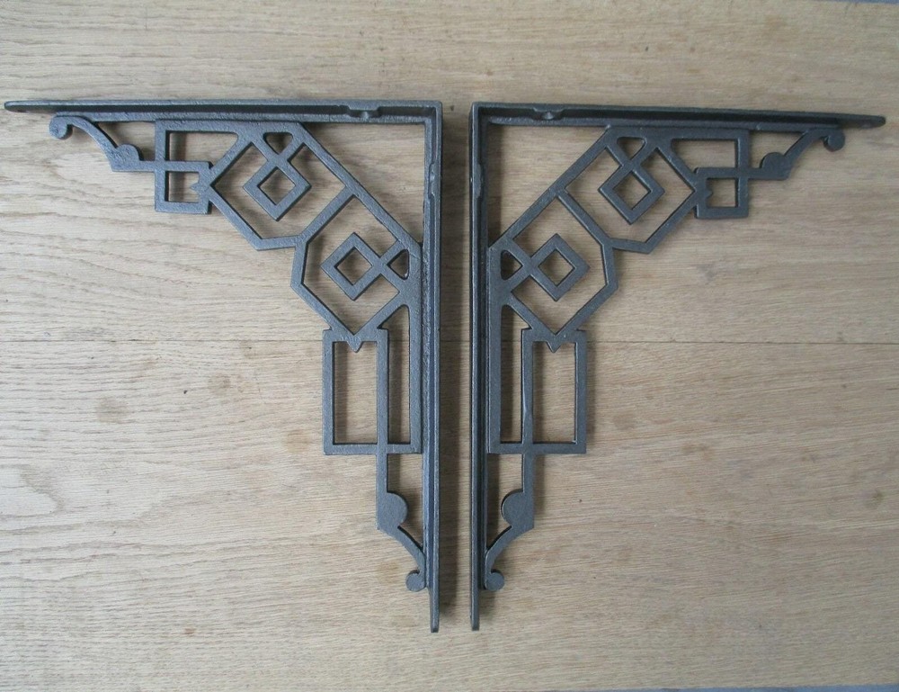 Rustic iron shelf brackets shelving vintage old style fancy decorative shelving