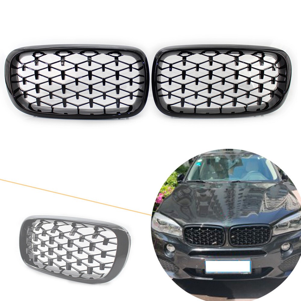 Front Grille Glossy Black  Meteor Style Fits for BMW X5 F15 2014-2016 US