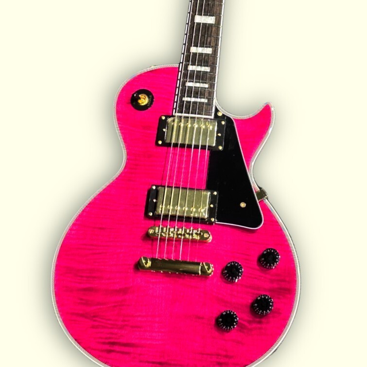 Grass Roots G-LP-CTM-FM Electric Guitar See Thru Pink Flame Maple Top F/S