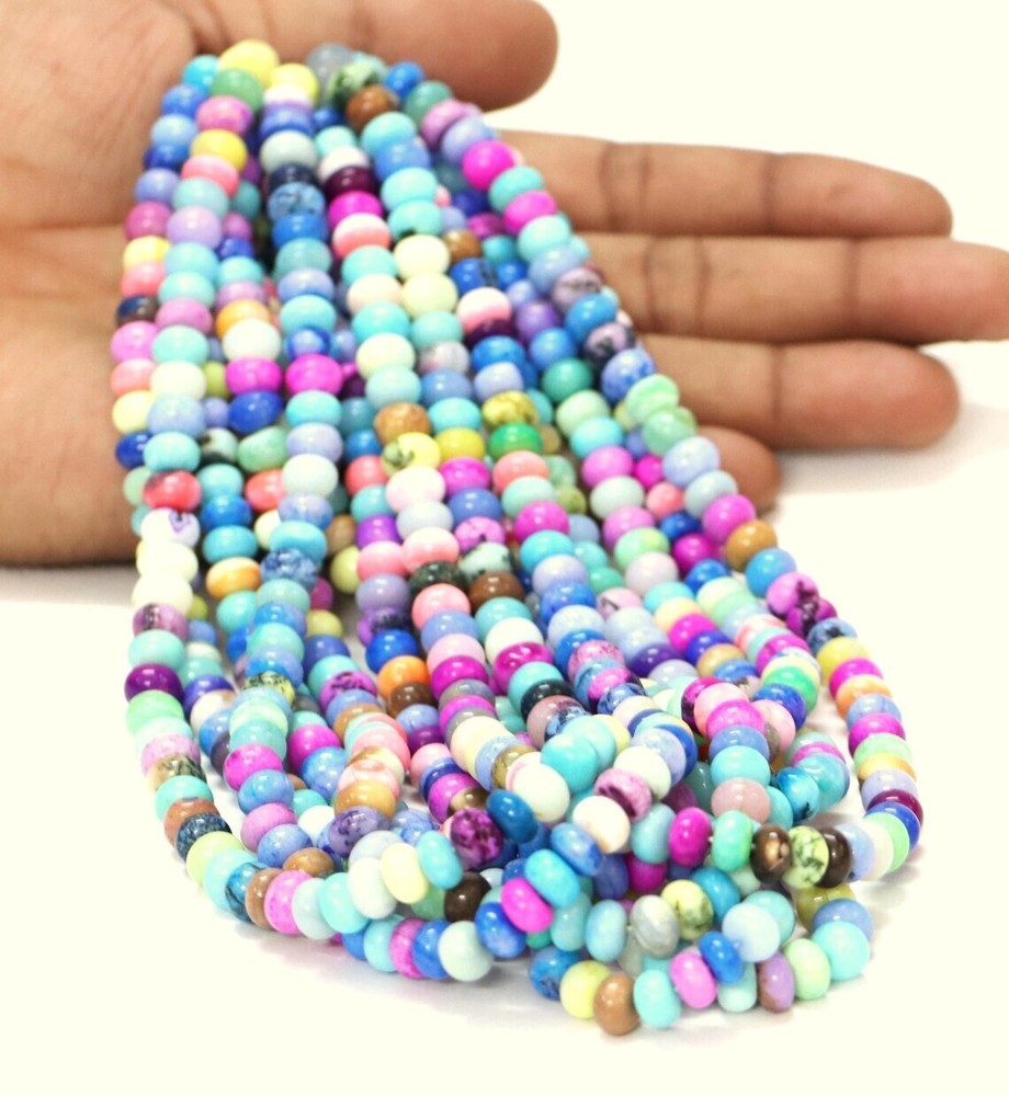 Multicolor Smooth Opal Rondelle Beads 16