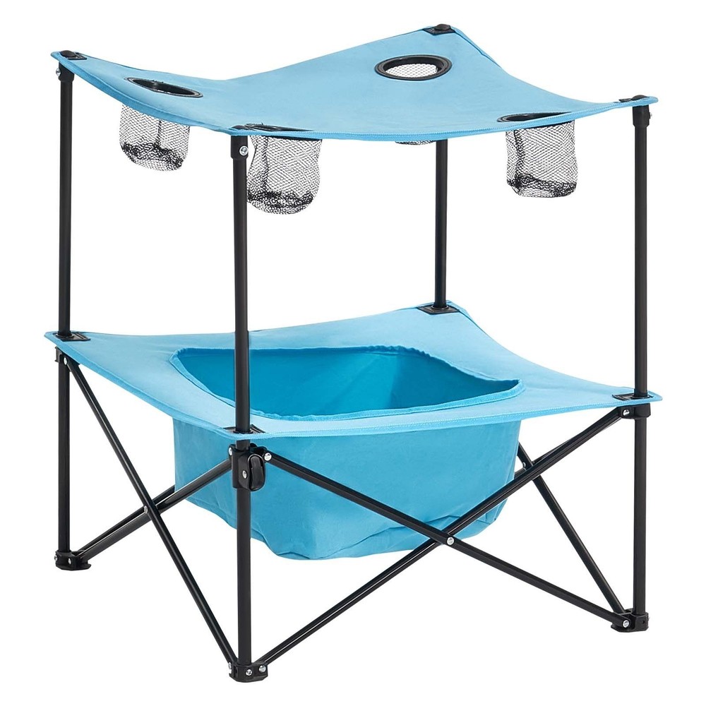 Folding Camping Table with 4 Cup Holders Oxford Outdoor Picnic Square Table