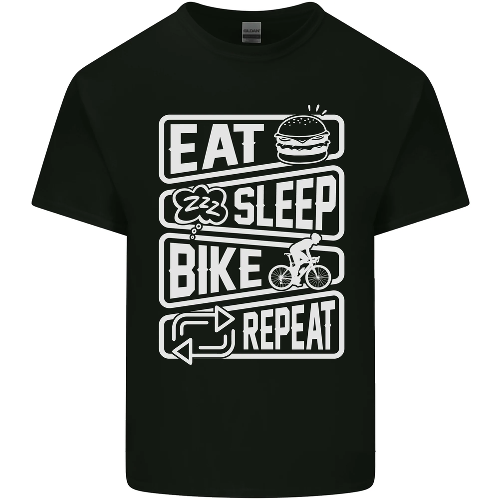 Funny Cycling Eat Sleep Bike Repeat Men's Cotton T-Shirt Tee Top