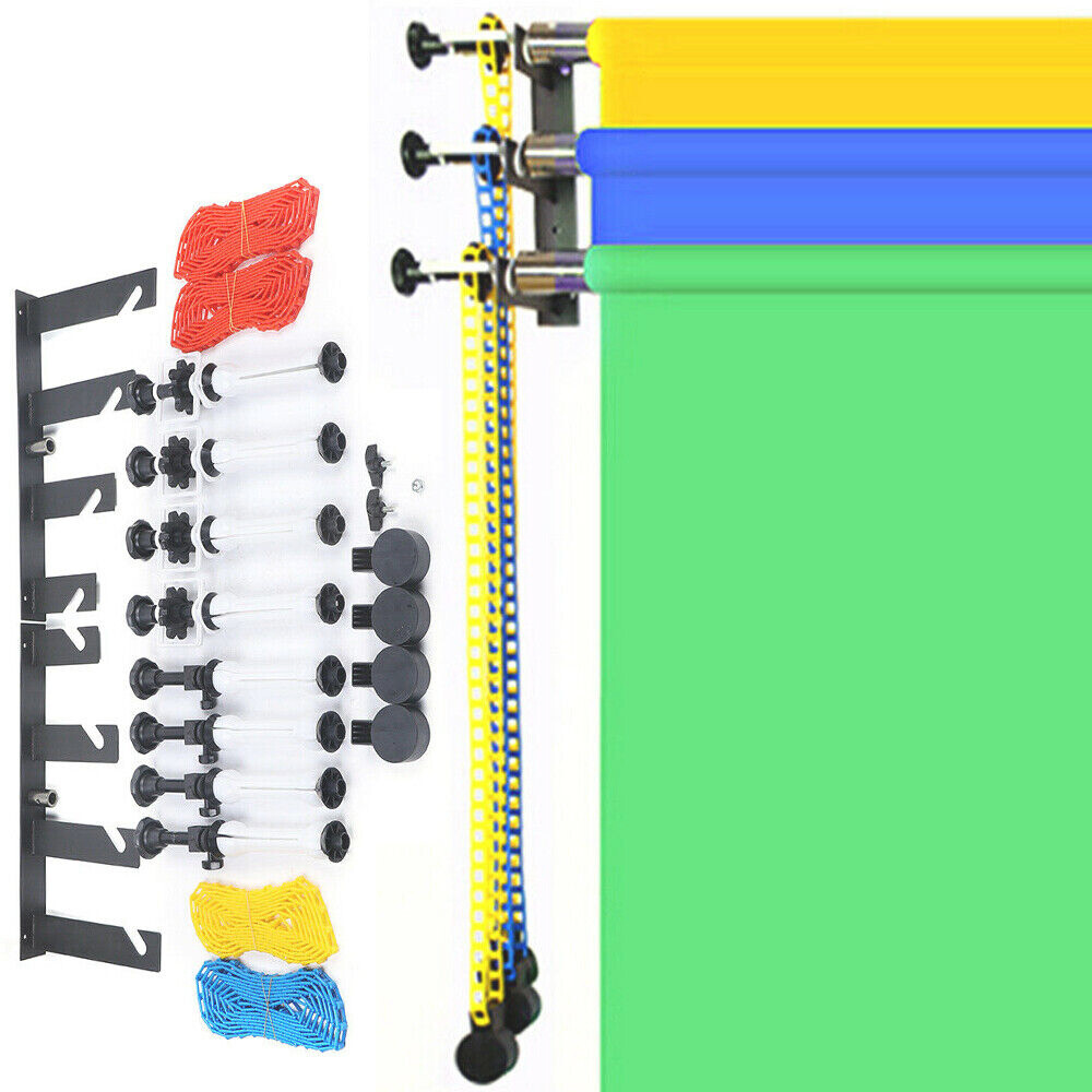 New US Wall-Mounted Backdrop Holder with 4 Rollers for Photography Background Support