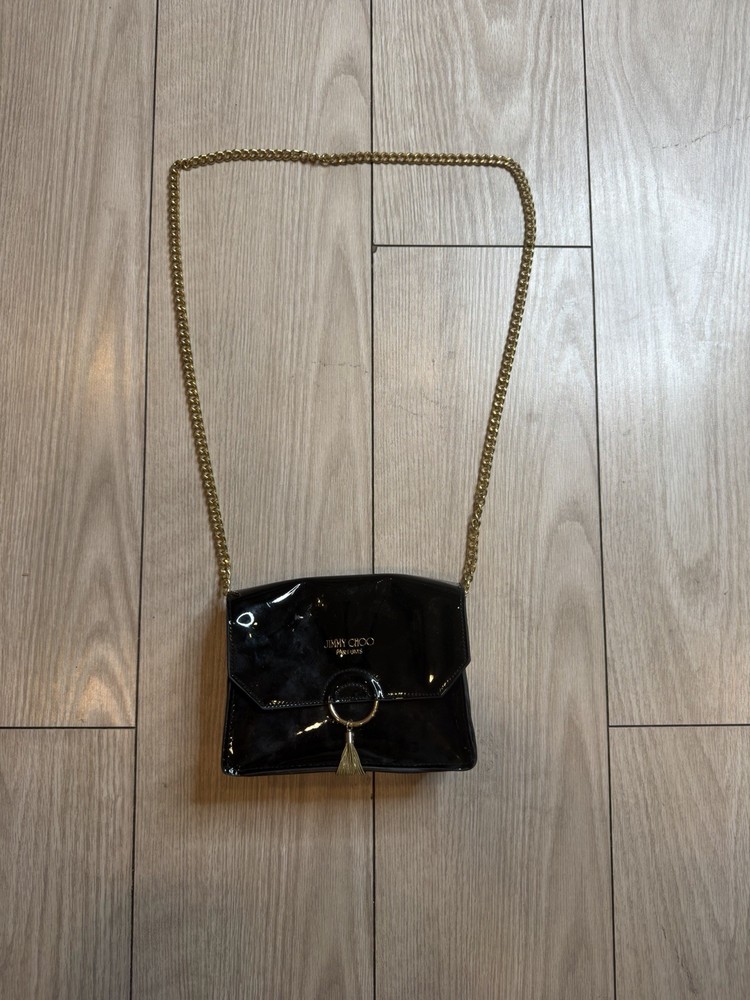 Jimmy Choo black patent leather crossbody bag