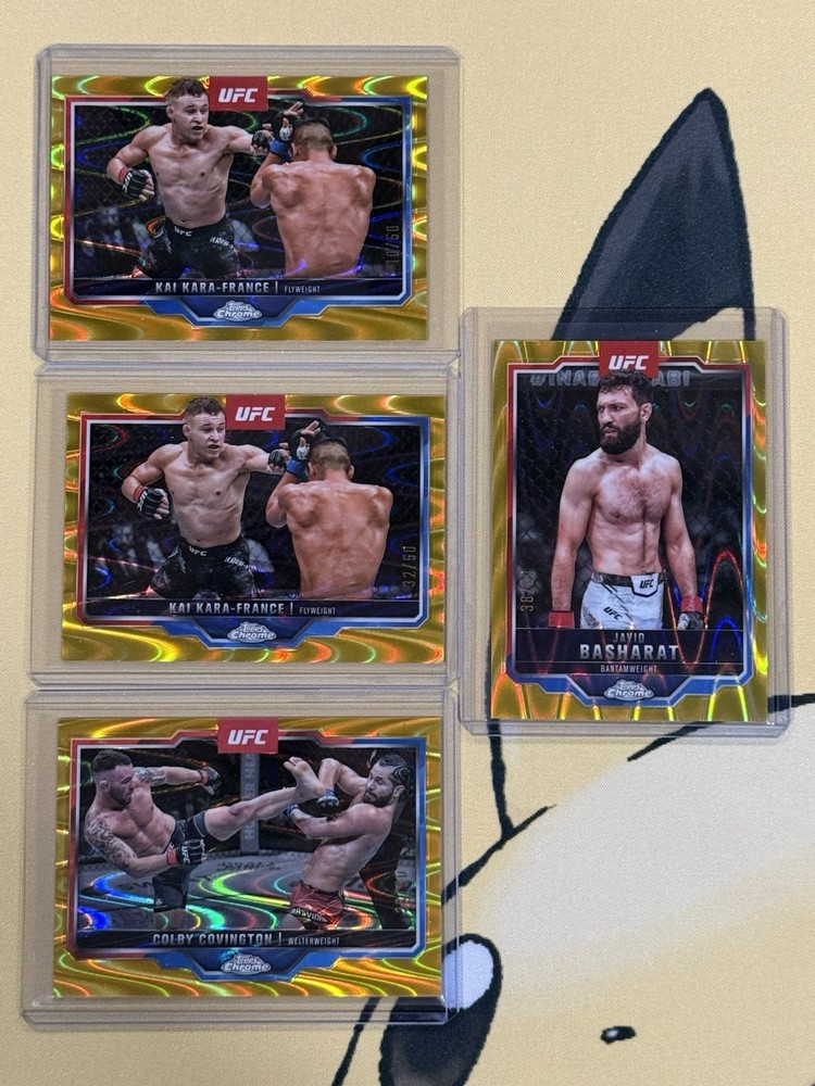 Topps Chrome Ufc 2025 Gold Wave Refractor 4 Card Lot New
