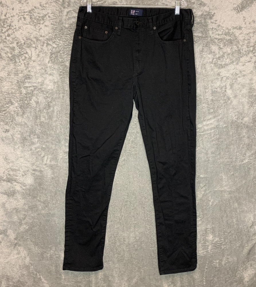 Gap Men Slim Straight GapFlex Mid Rise 5 Pocket Stretch Black Denim Jean 35x34*