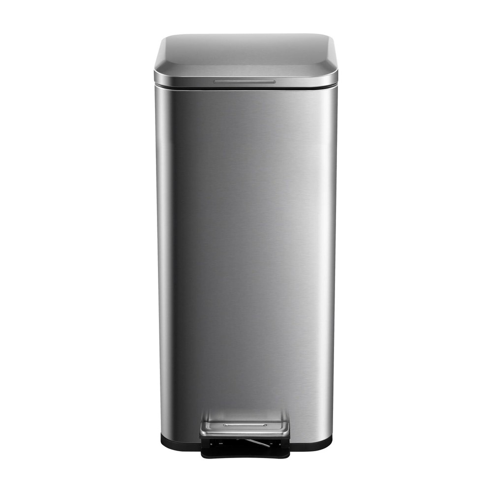 8 Gallon Step Trash Can, Square Fingerprint-Proof Garage Can with Soft-Close ...