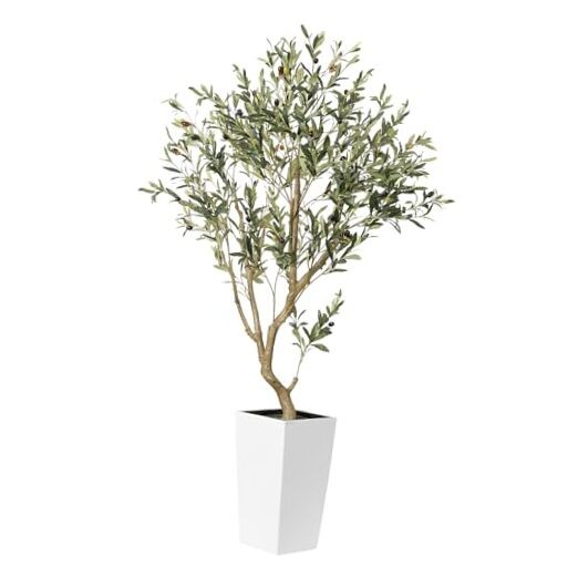 5ft Artificial Olive Tree with White Pot for Indoor Decor