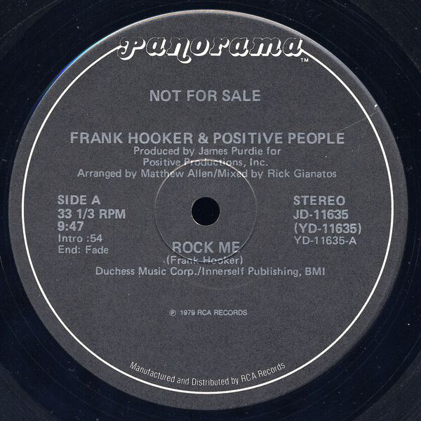 Frank Hooker  Posit - Rock Me - Used Vinyl Record 12 - Promo - T16280A