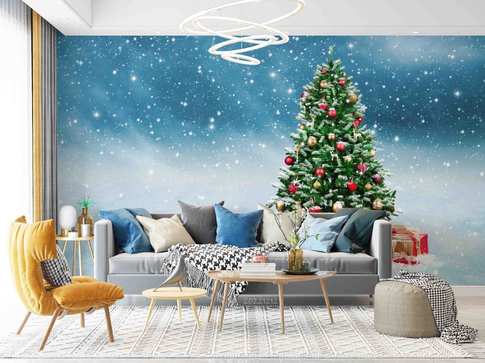3D Christmas Winter Snow Pine Tree Wall Mural Sticker