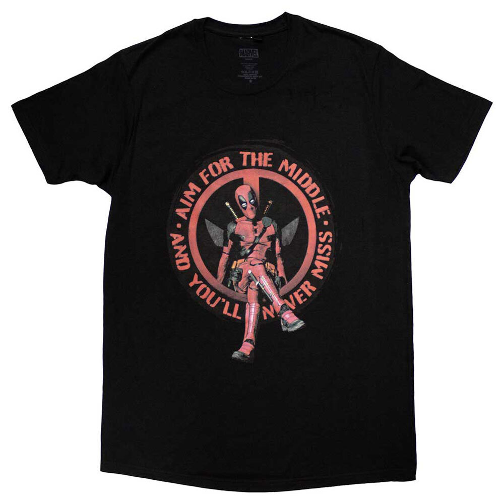 Deadpool Aim For The Middle Logo T Shirt