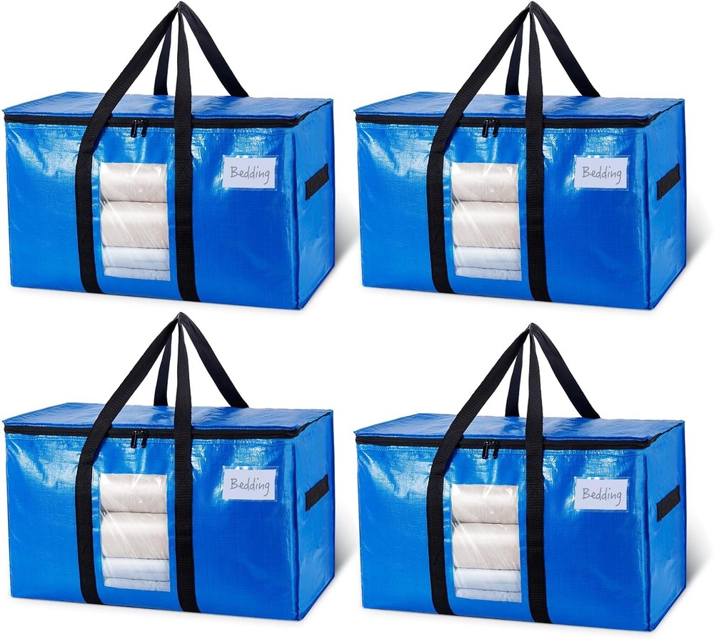 Extra Large Moving Bags, 4-Pack Heavy Duty Blue Organizers