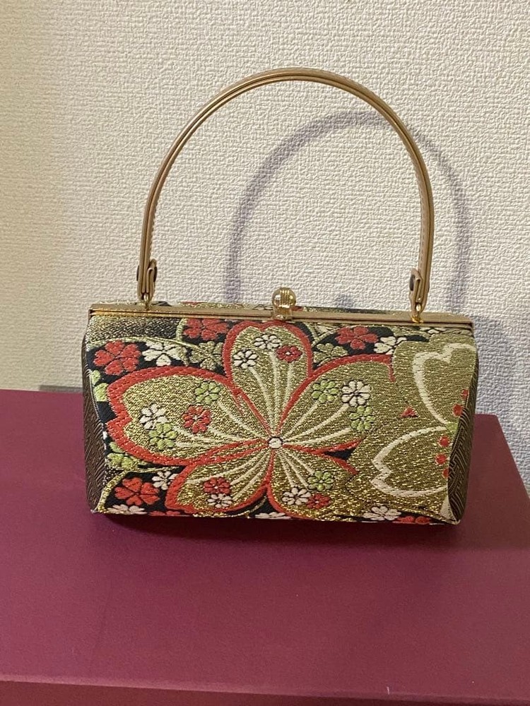 Japanese-style bag for long-sleeved kimono, Nishijin-ori obi fabric, chic for