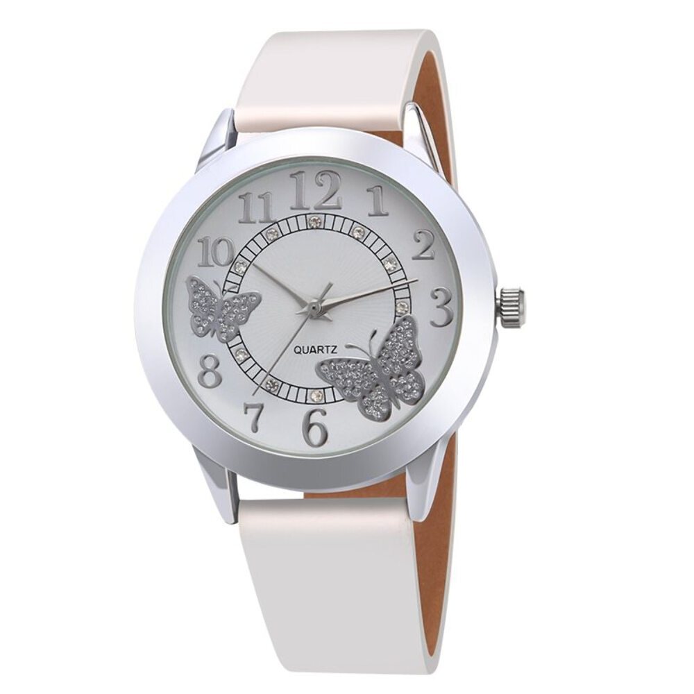 Girls Waterproof Quartz Watch with Diamond Butterfly Design and Colorful Ribbon