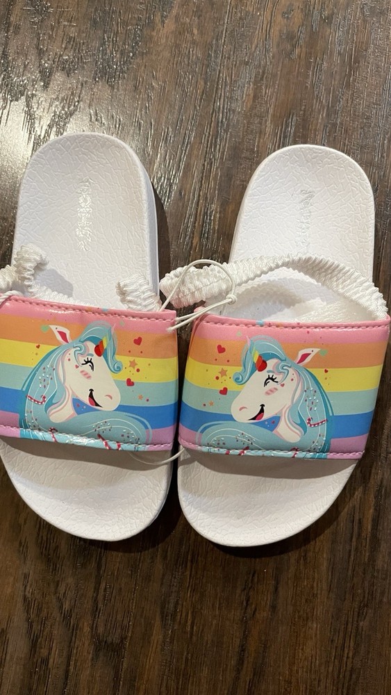 Toddler Girls Size 9 White Unicorn Strap Sandals