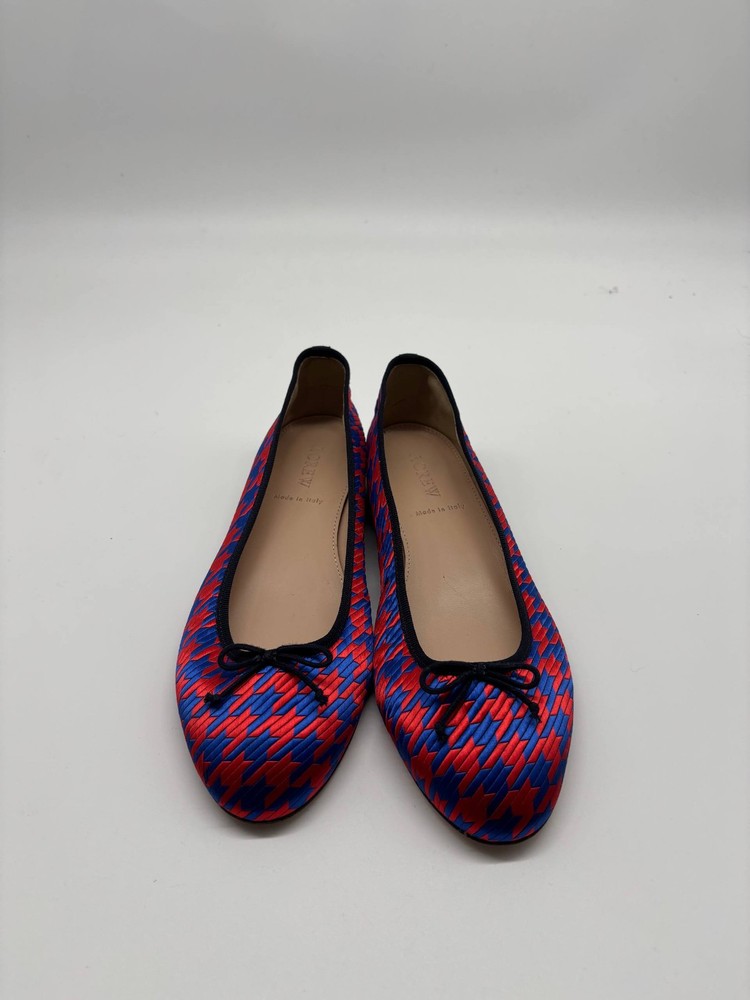 JCrew $168 Kiki Ballet Flats in Houndstooth Jacquard 8 Red Blue F8505 NEW