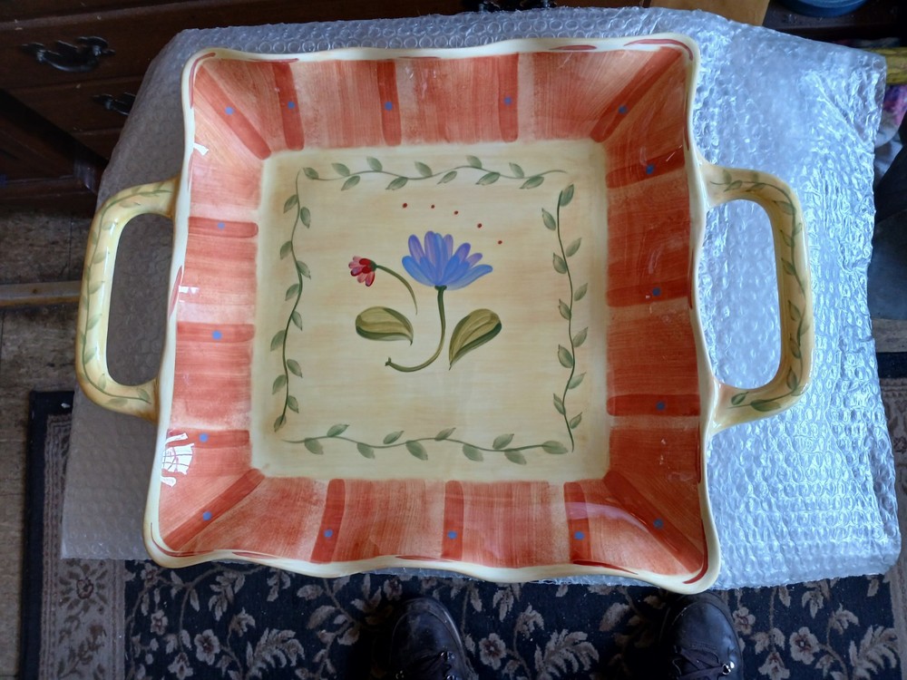 Pfaltzgraff Napoli 19x13 Hand Painted Square Serving Tray Platter