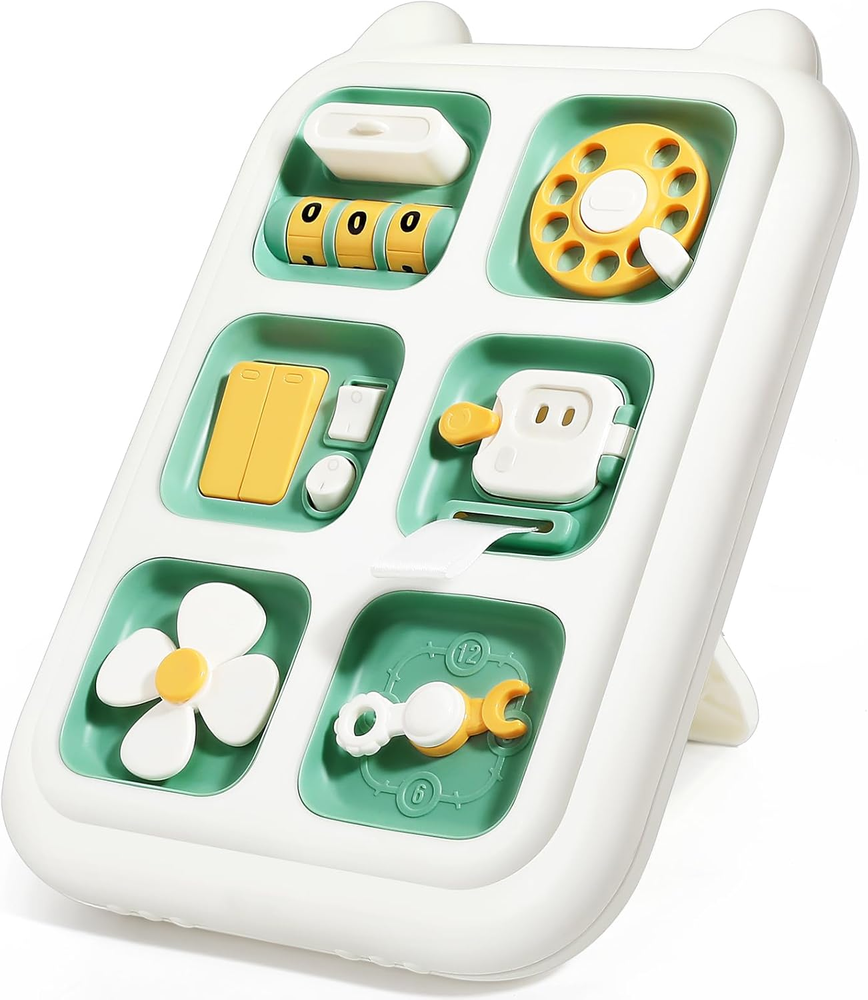 Montessori Busy Board Toy for 1 Year Old Boys and Girls - Sensory Learning Activity Board