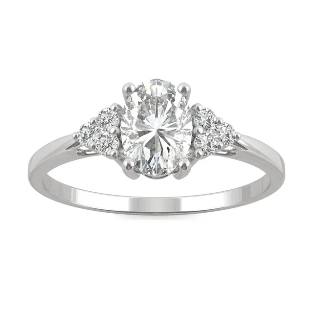1.50Ct Oval Cut Real Moissanite Engagement Special Ring 14k White Gold Plated