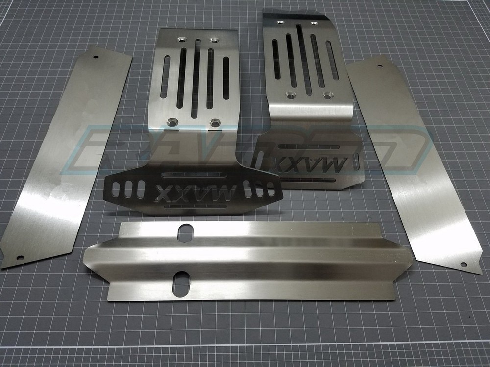 Stainless Steel Chassis Armor Front & Rear Skid Plate 5pcs Hollow Version for...