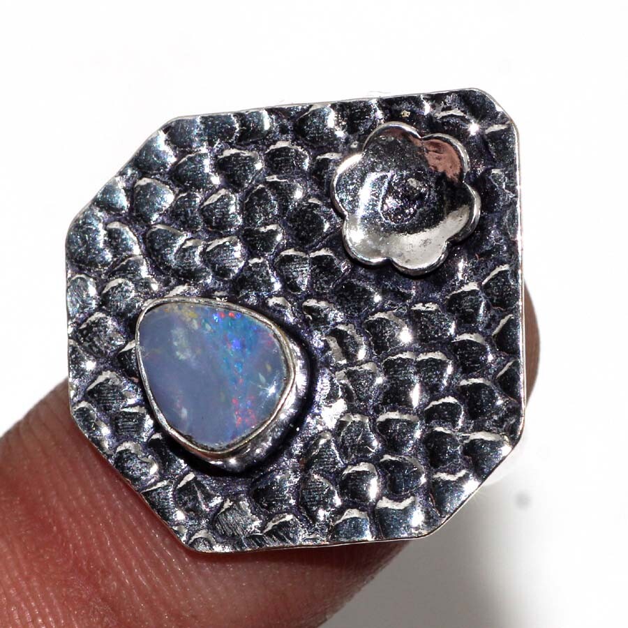 Ethiopian Opal Gemstone Ring Handmade Size 5 Natural Best Gift JW Deals