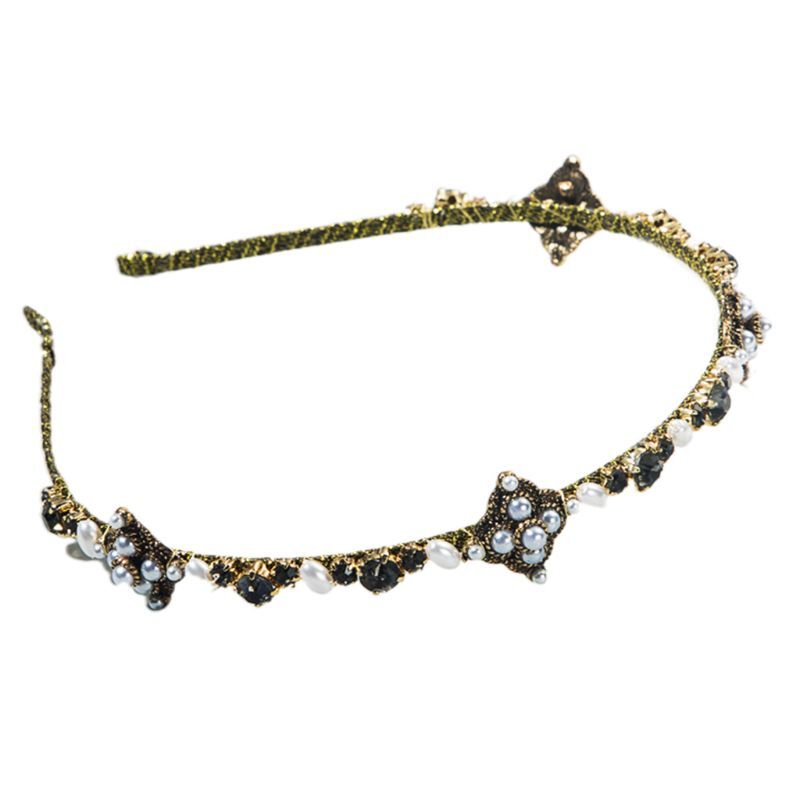 Elegant Womens Pearl Rhinestone Headband with Wild Winding Design