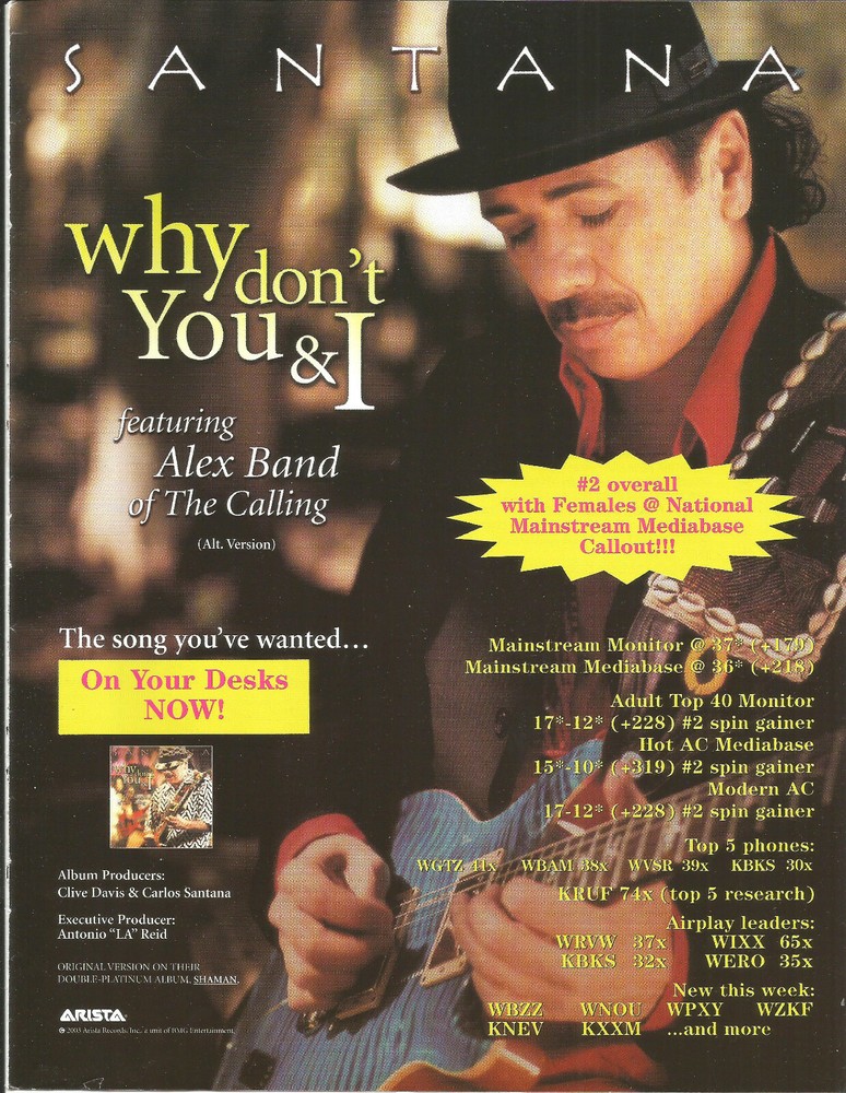 Carlos SANTANA & THE CALLING Rare 2003 Why PROMO TRADE AD Poster for Shaman CD