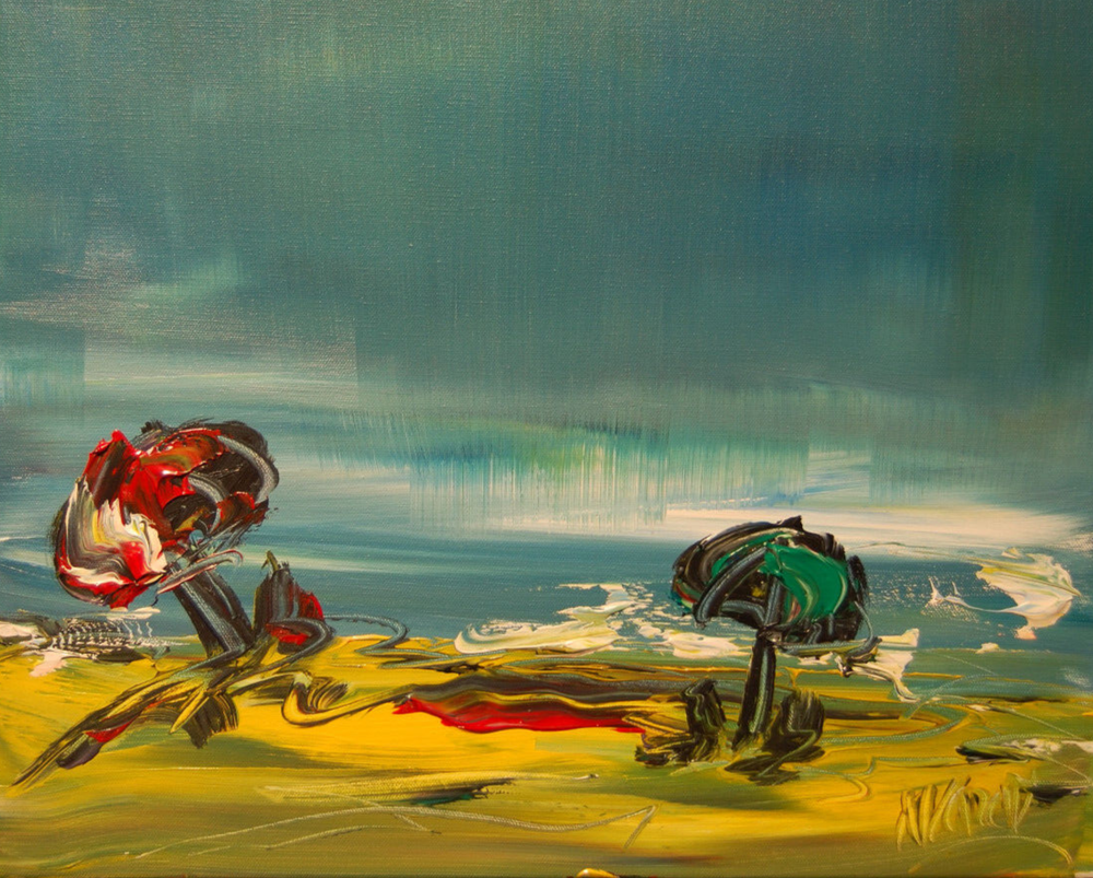 SEASCAPE  BEACH. MODERN ART   SIGNED CANVAS - STRETCHED painting original